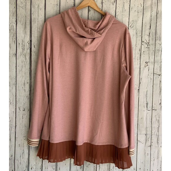 LOGO by LORI GOLDSTEIN French Terry Hoodie With Chiffon Trim Size 1X Pullover - Picture 7 of 13